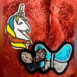 New glitter embroidered patch bundle with unicorn and butterfly , sparkles